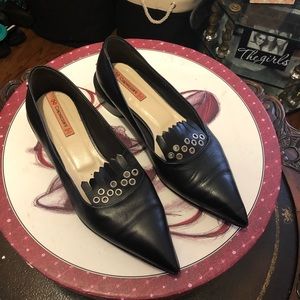 Black leather flats